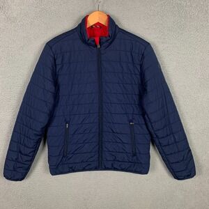 Brooks Brothers Puffer Jacket Men's Medium Navy-Red Reversible Quilted Thermore